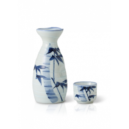 Verre à saké - Ochoko Blanc Bleu Bambou