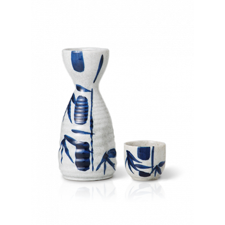 Carafe Tokkuri Blanc Bambou Bleu