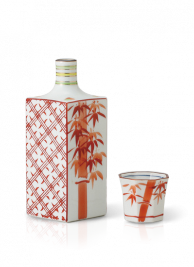 Sake Set Red Bamboo