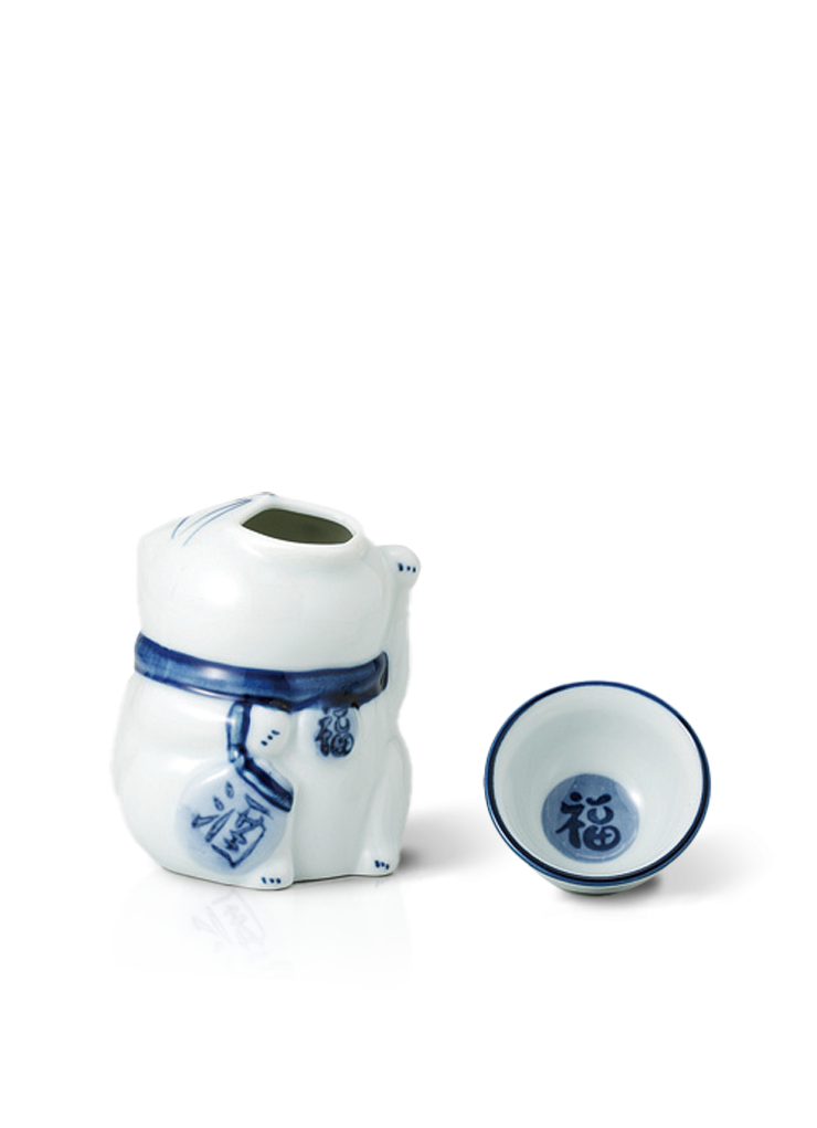 Sake Set Maneki Neko Tokkuri & Ochoko Uisuki