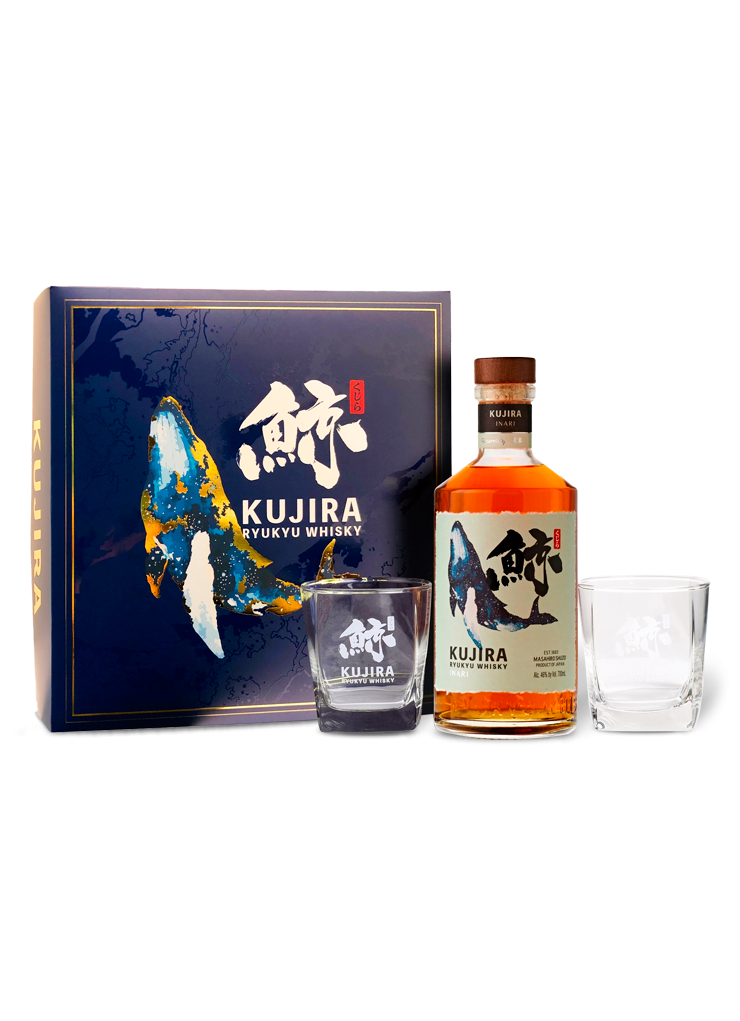 人青如藍グラス２セット Giftbox Kujira Inari + 2 Glasses | Uisuki